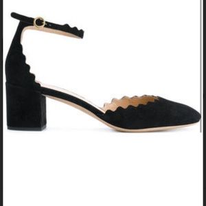 Chloe Lauren ankle strap pumps with scalloped trim